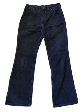 Vintage 90s Wrangler Corduroy Pants USA 32M Navy Blue Bootcut Talon Zip 29x29.5